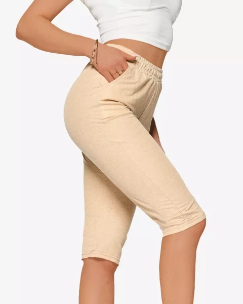 Short 3/4 en tissu pour femme en beige PLUS SIZE- Clothing