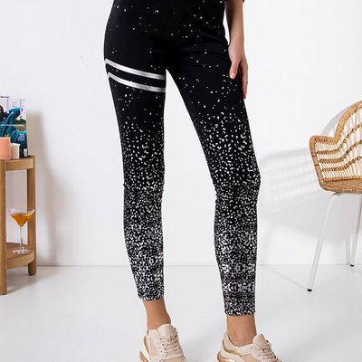 Legging femme noir à pois argentés - Vêtements