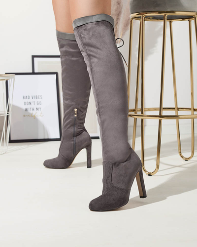 Gris foncé bottes à lacets pour femmes Cenolli- Footwear