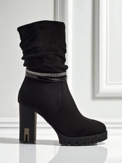 Bottines femme à talons épais en éco-daim BrambleDusk