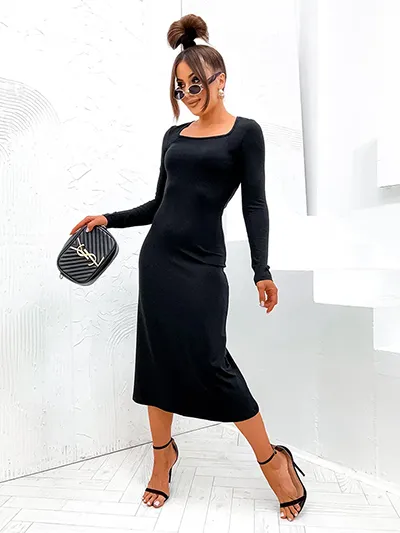 Robe longue en tissu pour femmes de Royalfashion