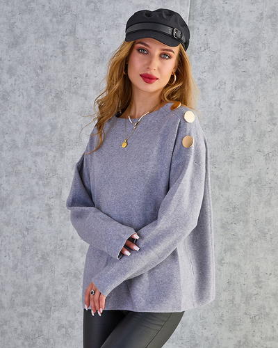 Royalfashion Pull fin pour femme avec décorations sur les épaules
