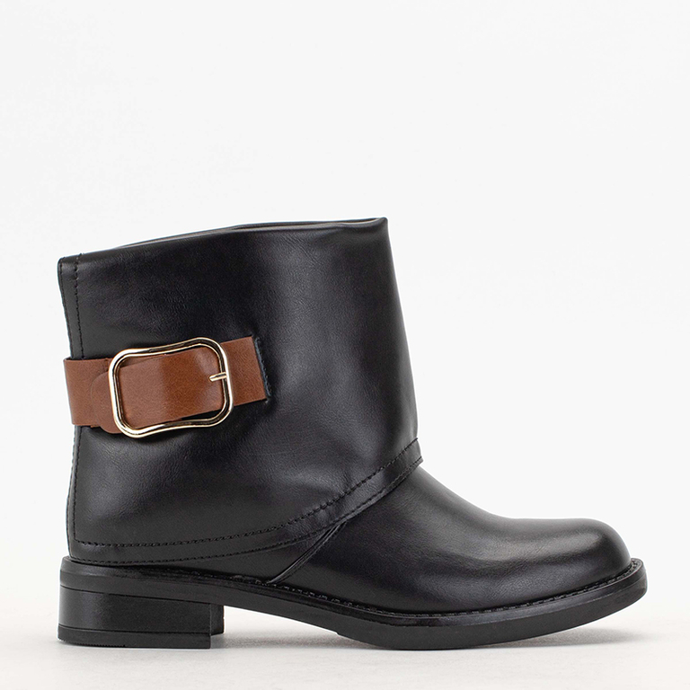 Bottines femme noires à talons plats Nerela - Chaussures