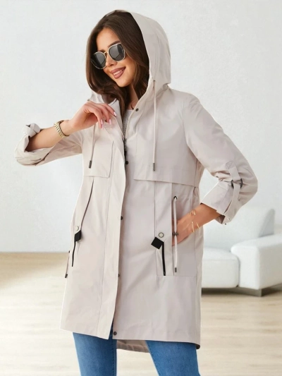 Royalfashion Veste longue coupe-vent pour femmes