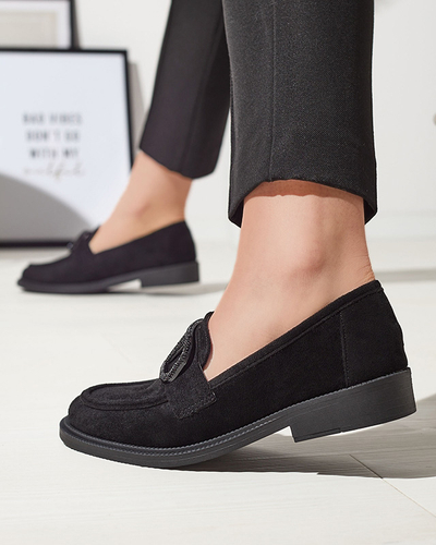 Mocassins noirs pour femmes avec ornement Fogras- Footwear