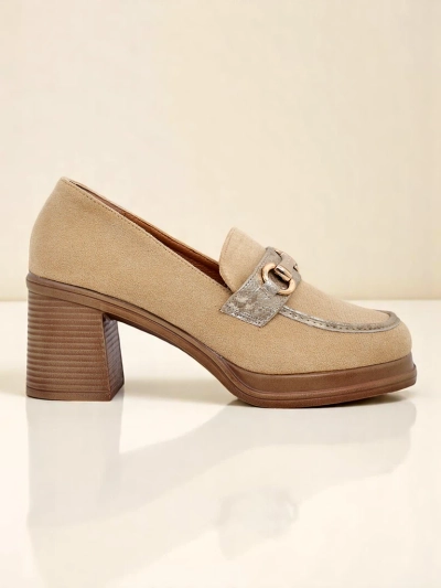 Royalfashion Mocassins à talon carré pour femmes Apareus