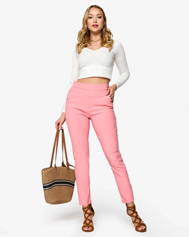 Treggings rose pour femme TAILLE PLUS- Vêtements