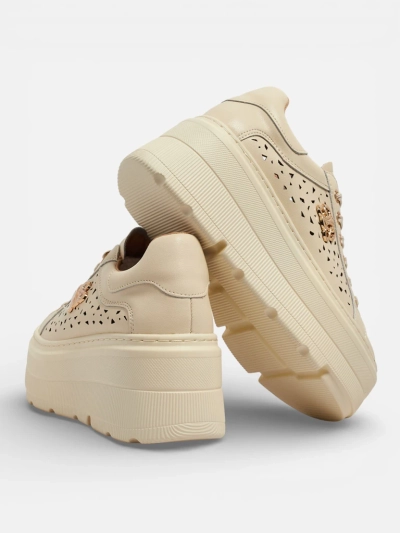 Baskets de sport ajourées en cuir naturel pour femmes Atelle