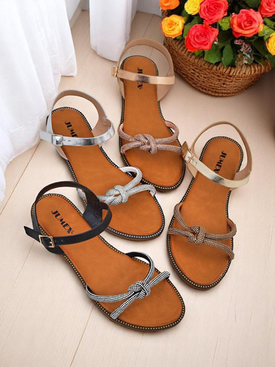 Royalfashion Sandales pour femmes avec zircons décoratifs Bella Shine