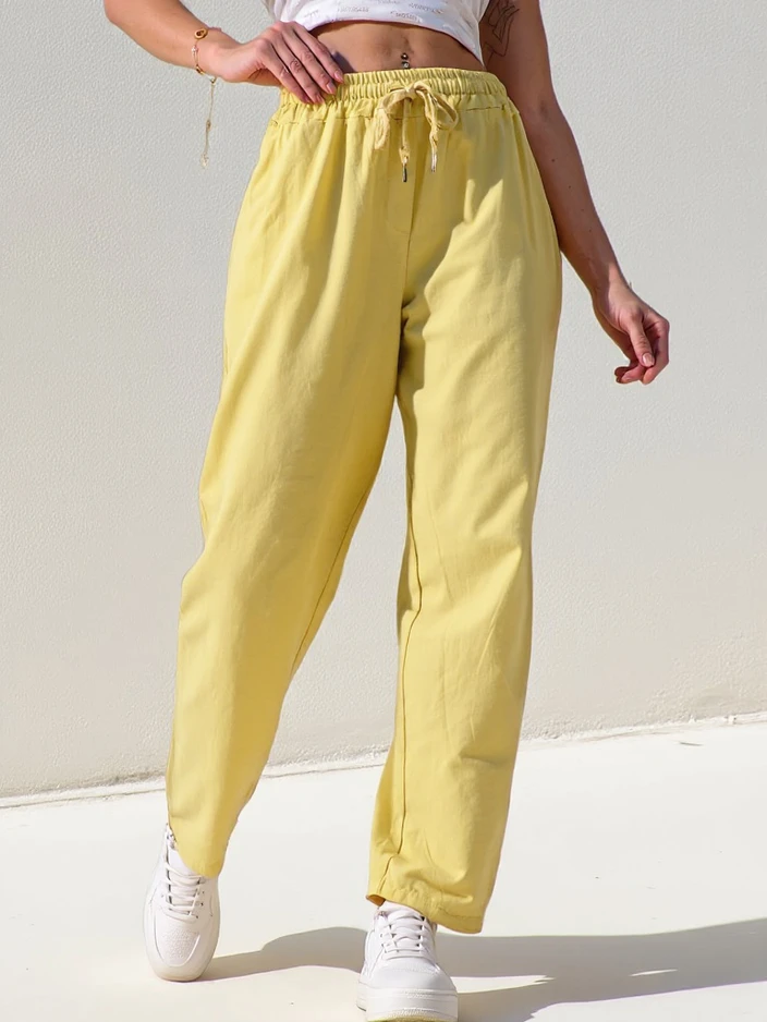 Pantalon droit en coton pour femmes Royalfashion