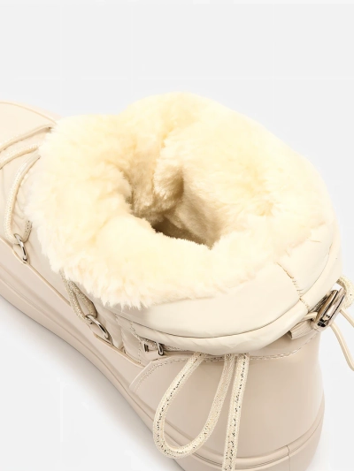 Royalfashion Bottes à enfiler pour femmes bottes de neige a'la en beige Vevnose