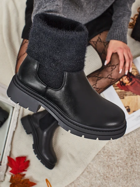 Bottines pour femmes en cuir écologique avec fourrure Kesy