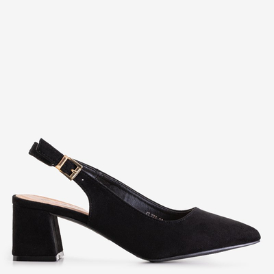 Sandales en éco-suède noires pour femmes sur un poteau Panella - Chaussures