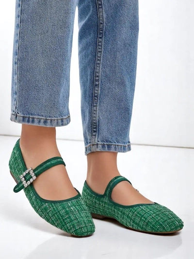 Royalfashion Ballerines à carreaux pour femmes avec boucle et strap Riffos