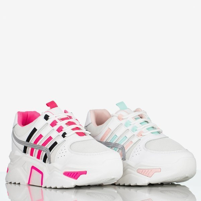 Chaussures de sport pour femmes blanches et roses sur la plateforme Soyea - Footwear