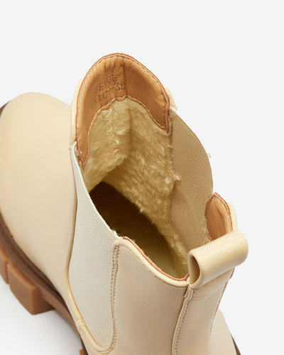 Royalfashion Bottes pour femme beige à semelle solide Eferope