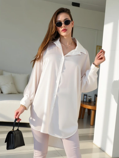 Royalfashion Chemise longue pour femme oversize