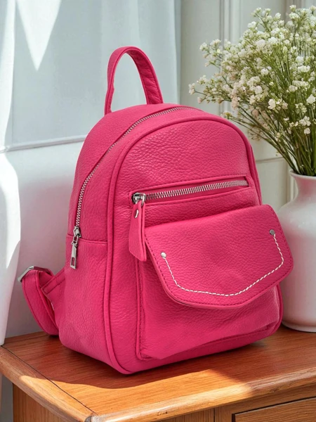 Aurelia Fuchsia Sac à Dos Cuir Écologique Królewska Moda Femme 25x25cm