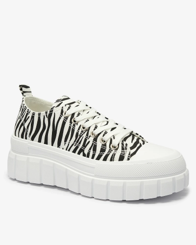 OUTLET Baskets compensées à motifs noirs et blancs pour femme Ziratia - Footwear
