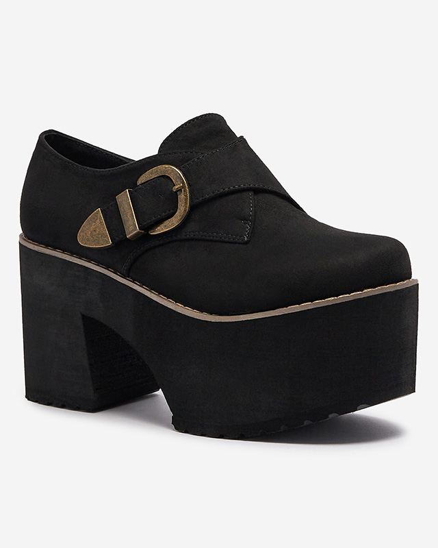 Demi-souliers noirs à talon haut pour femmes Kiacca- Footwear