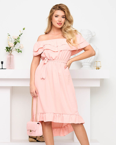 Robe femme corail à volants - Vêtement