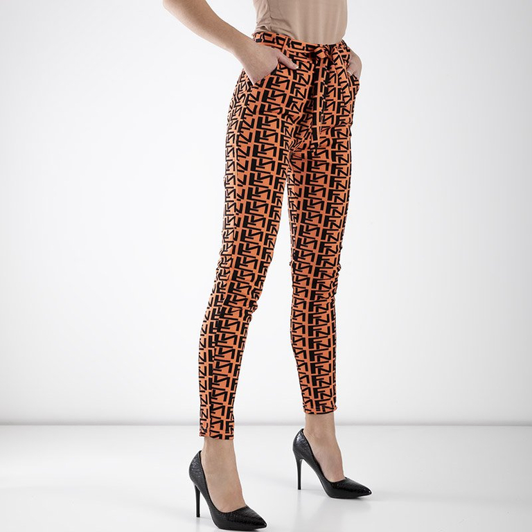 Pantalon femme orange à motifs - Vêtements