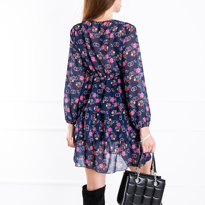 Robe fleurie femme bleu marine - Vêtements