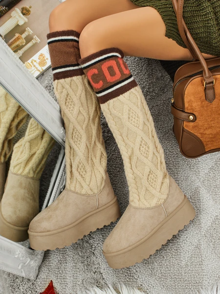 Bottes hautes de type bottes de neige pour femmes avec tige Anane