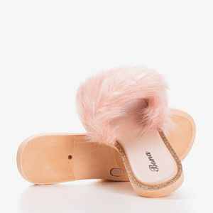 Tongs en fourrure Grado rose clair - Chaussures 1