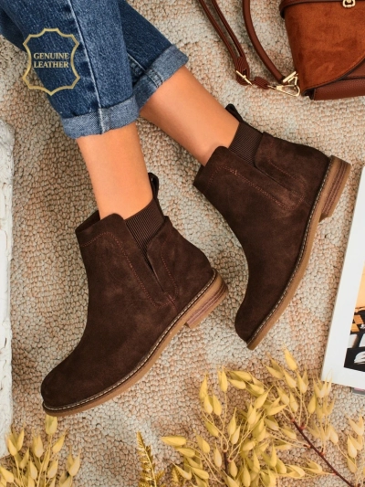 Cuoio Elegante : Bottines en Daim Marron pour Femmes Élégantes