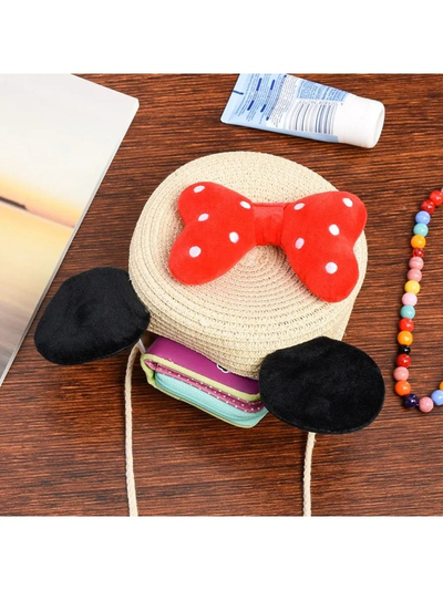 Royalfashion Petit sac à main en paille pour enfants Minnie Paille
