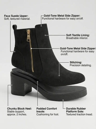 Bottines femme en éco-daim à talons épais Arshena