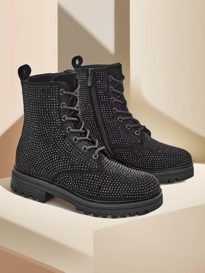 Bottes à lacets pour femmes Royalfashion avec des strass Russos