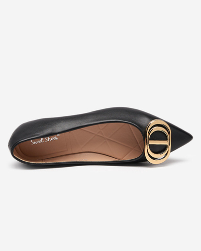 Ballerines pointues noires et dorées pour femme avec ornement sur le bout Manico - Footwear