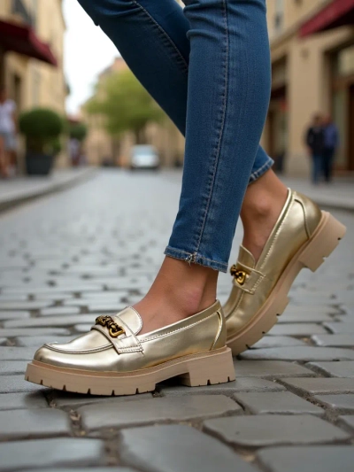 Mocassins Royalfashion pour femmes plaqués or Goldlove