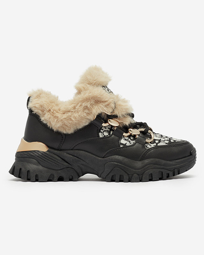 Chaussures de sport pour femmes avec fourrure en noir Reyma- Footwear