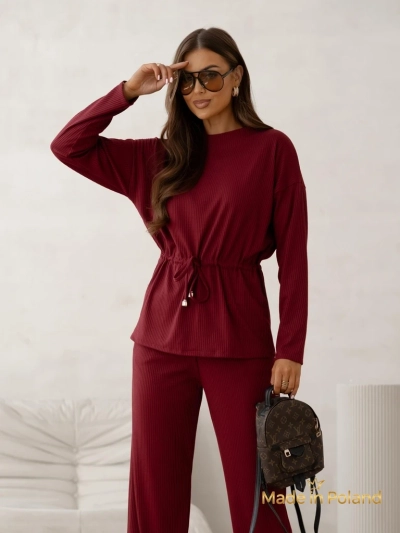 Royalfashion Ensemble pour femmes en coton côtelé style pull
