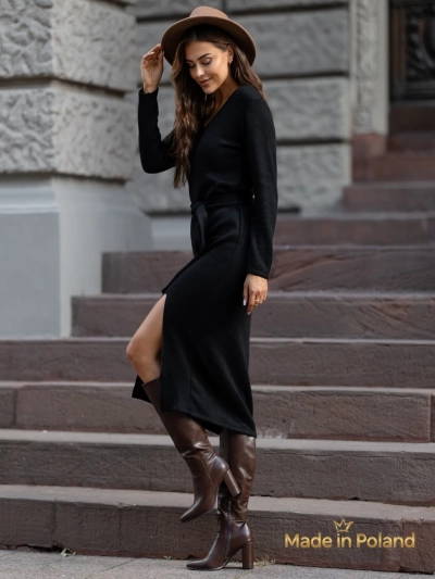 Robe midi en viscose pour femme, style pull