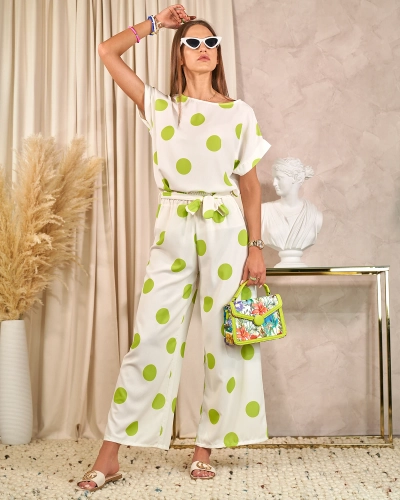 Royalfashion Ensemble vert et blanc pour femme