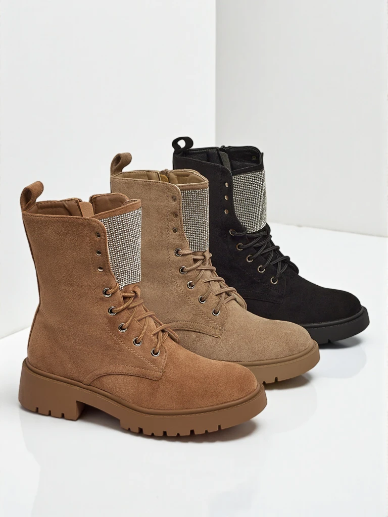 Bottines lacées en éco-daim pour femmes Ferlyne