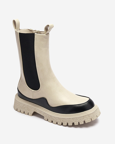 OUTLET Bottes montantes beige et noir pour femme Dorila - Footwear