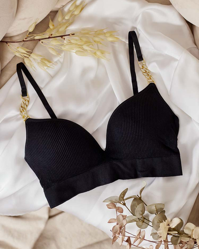 Royalfashion Soutien-gorge côtelé pour femme avec bretelles décoratives