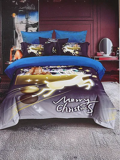 Royalfashion Linge de lit de Noël 160x200 ensemble 3-PARTS