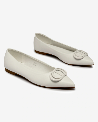 Royalfashion Ballerines blanches à bout pointu avec embellissement sur le nez Manixy