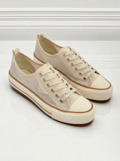 Aurelia Beige - baskets en tissu pour femmes sur semelle plate de 3 cm