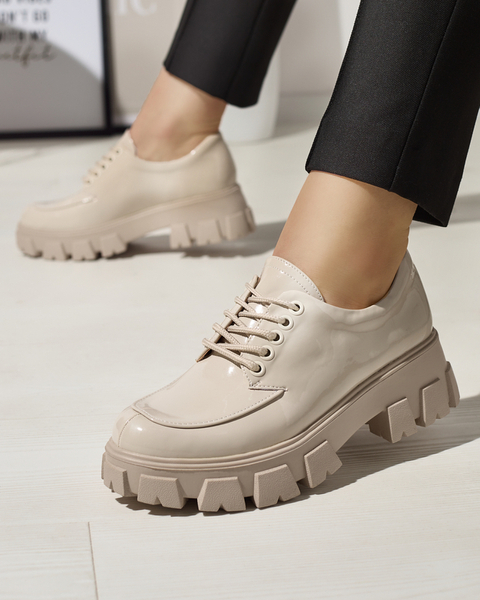Chaussures à lacets femme beige clair laquées Ginara - Chaussures