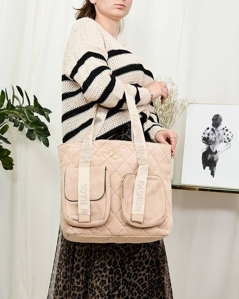 Royalfashion Grand sac à main matelassé pour femme en beige