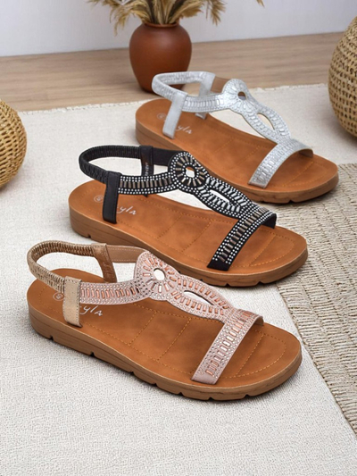 Sandales Royalfashion pour femmes avec brides décoratives Ava Shine