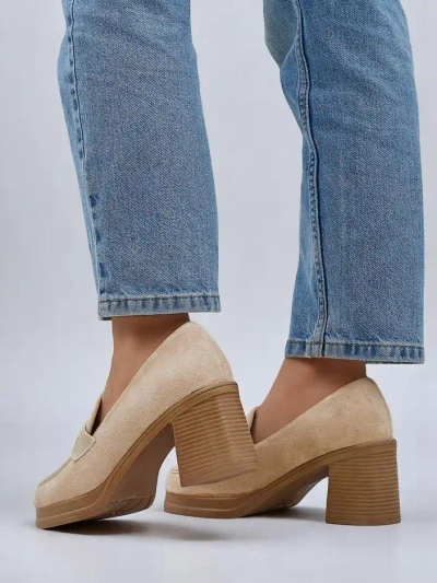 Royalfashion mocassins à talons carrés pour femmes Evelay
