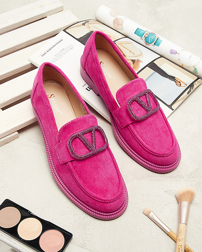 Fuchsia mocassins pour femmes avec décoration Fogras- Footwear